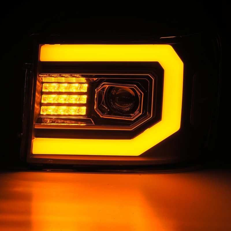 AlphaRex 07-13 GMC 1500HD PRO-Series Proj Headlights Plank Style Matte Blk w/Activ Light/Seq Signal 880606