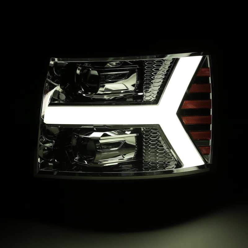 AlphaRex 07-13 Chevy 1500 LUXX LED Proj Headlights Plank Design Chrome w/ Activ Light/Seq Signal/DRL 880222