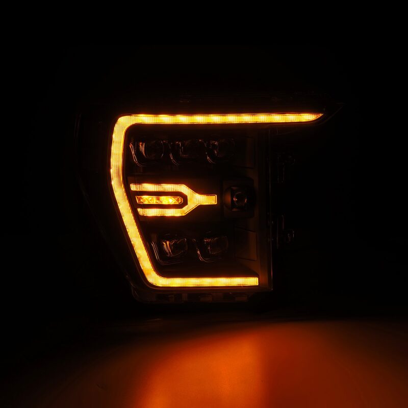 AlphaRex 21-22 Ford F-150 NOVA LED Proj Headlights Plank Style Blk w/Activ Light/Seq Signal 880137
