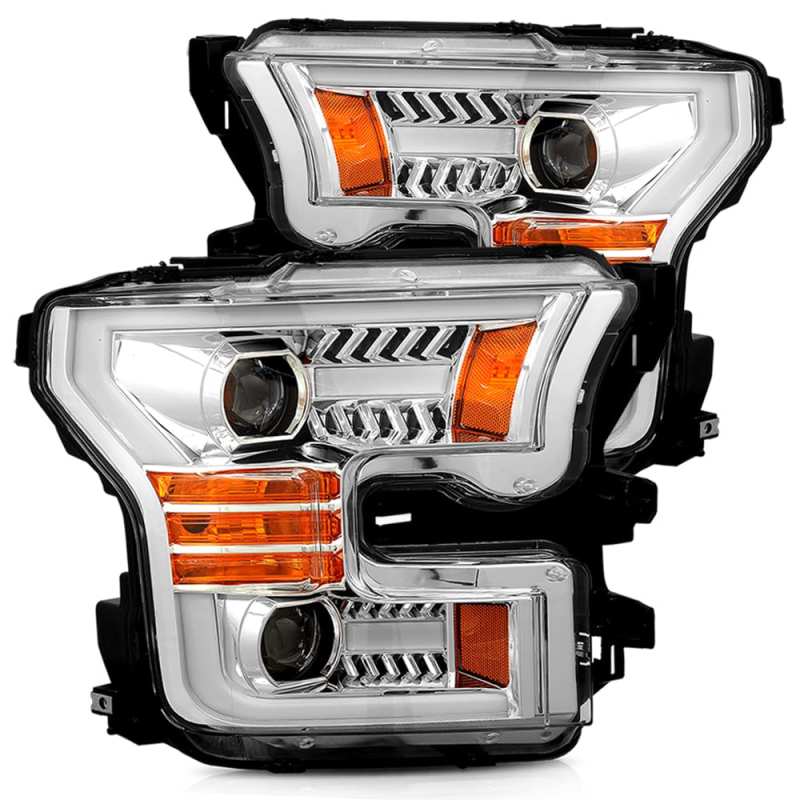 AlphaRex 15-17 Ford F-150 PRO-Series Projector Headlights Plank Style Chrm w/Activ Light/Seq Signal 880157