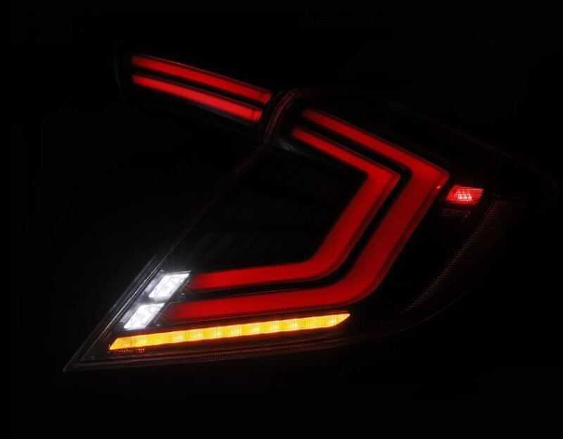 AlphaRex 16-21 Honda Civic Hatchback / Type-R FK8 Nova-Series LED Tail Lights (Pair) - Black 676020