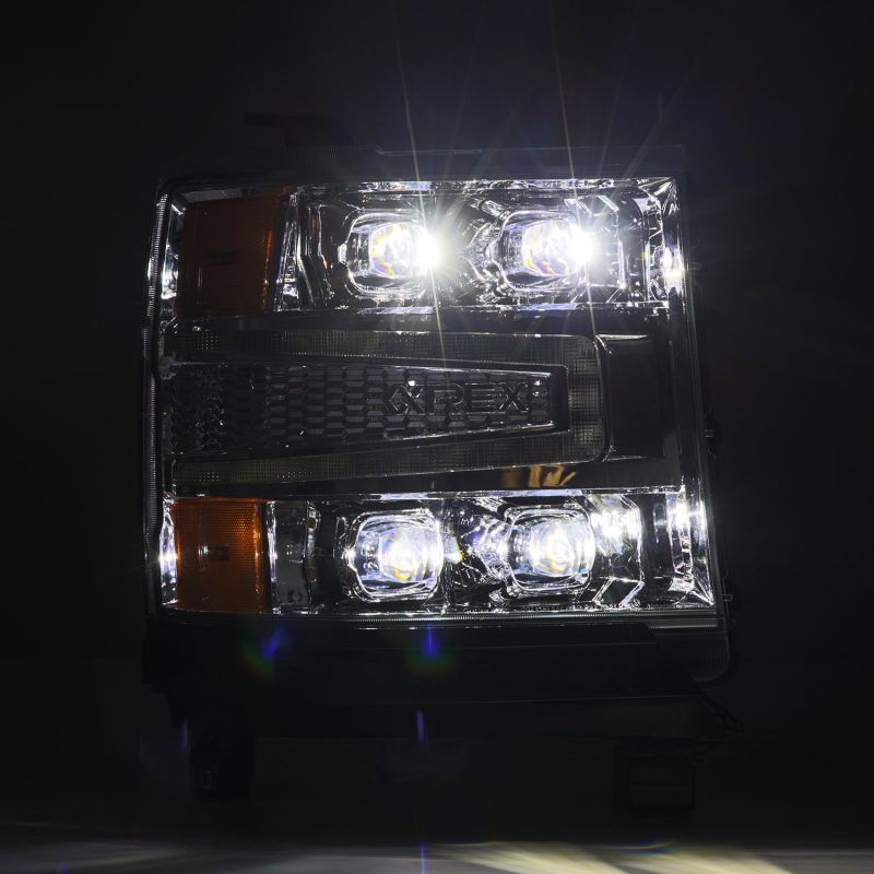 AlphaRex 16-18 Chevy 1500HD NOVA-Series LED Proj Headlights Chrm w/Actv Lgt/SeqSig & DRL(Req 810023) 880238
