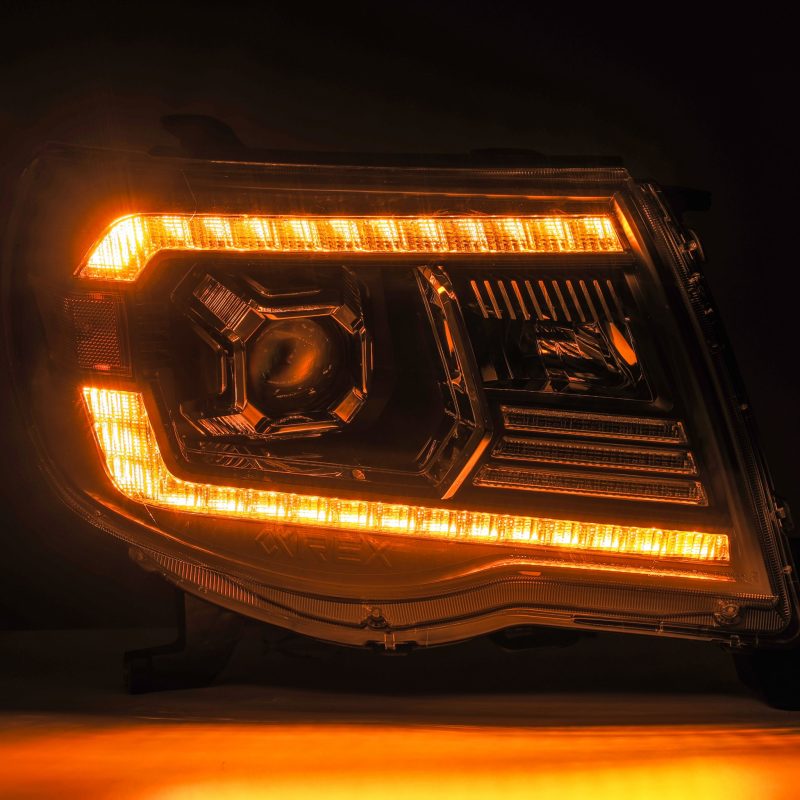 AlphaRex 05-11 Toyota Tacoma PRO-Series Projector Headlights Plank Style Design Alpha Black w/DRL 880736
