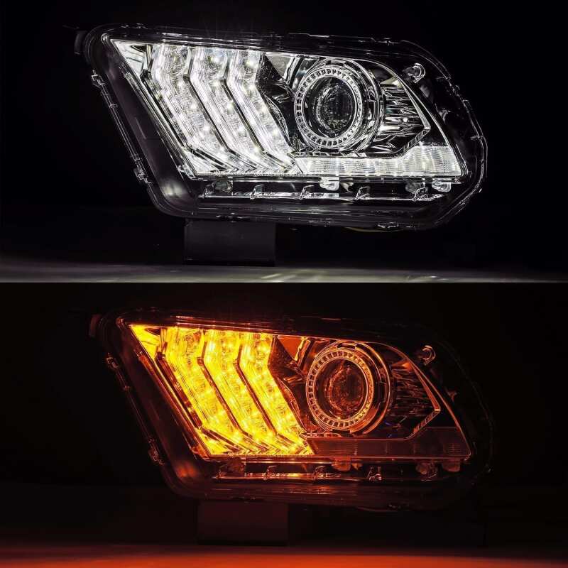 AlphaRex 10-12 Ford Mustang LUXX LED Proj Headlights Plank Style Chrome w/Activ Light/Seq Signal 880117