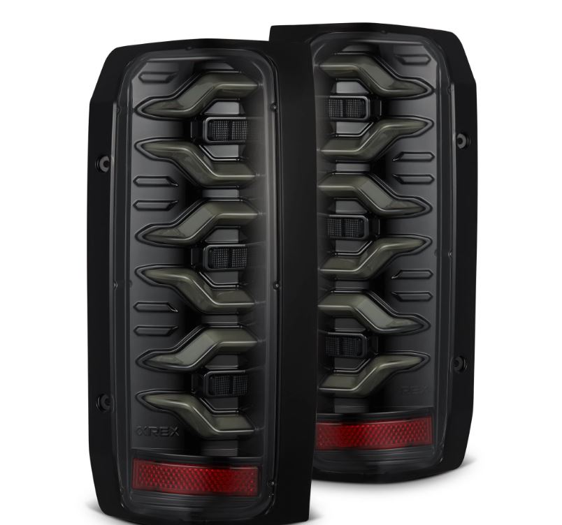AlphaRex 87-96 Ford Bronco/F-150 Luxx-Series LED Tail Lights - Alpha-Black 658006