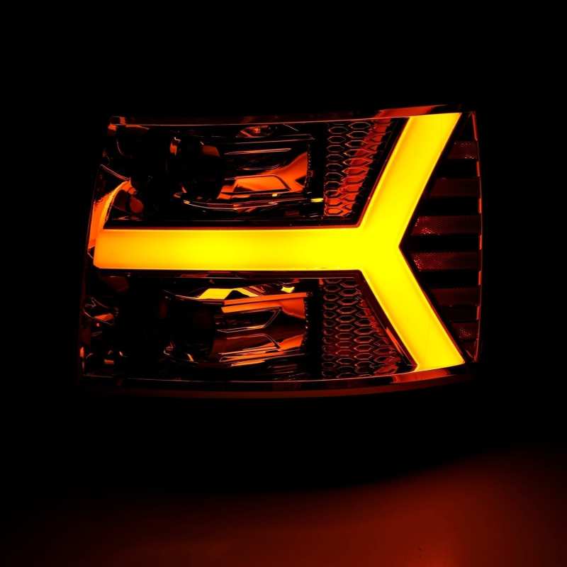 AlphaRex 07-13 Chevy 1500 LUXX LED Proj Headlights Plank Design Chrome w/ Activ Light/Seq Signal/DRL 880222