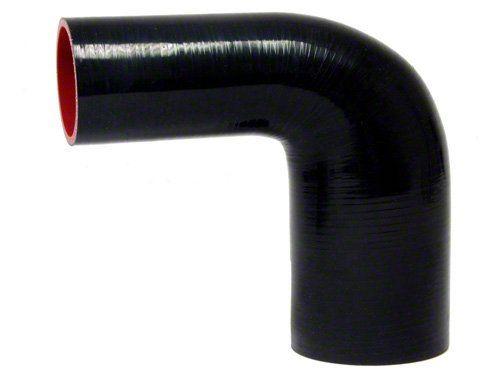 HPS 2" - 2-1/2" ID, Silicone 90 Degree Elbow Reducer Hose, High Temp 4-ply Reinforced, Black, 51mm - 63mm ID