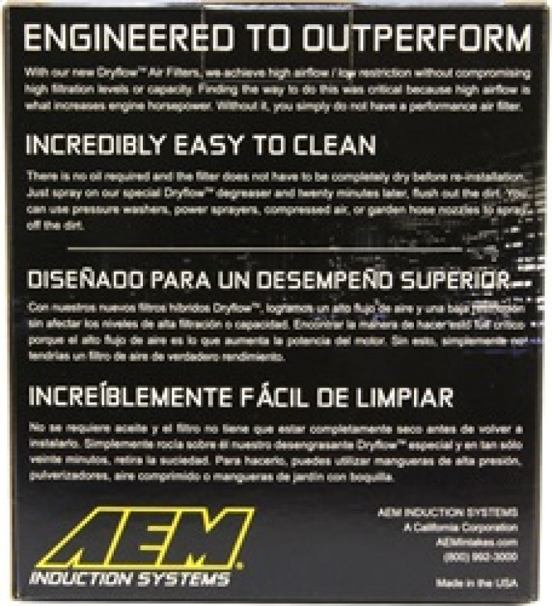 AEM Induction AEM Aif Filter, 3inFLG/ 5inOD/ 6-1/2inH Dry Flow 21-2036DK