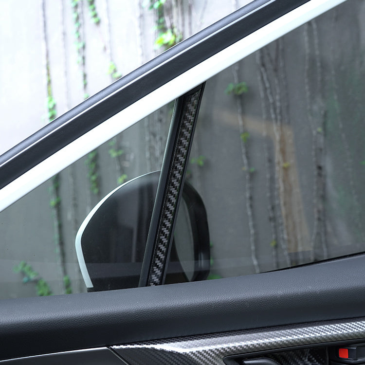JDMuscle [22-25 WRX] P&S Series Carbon Fiber Interior Window Trim Covers 4 PC | Black Carbon Fiber/ Red Carbon Fiber
