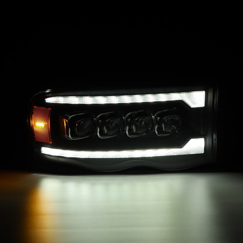 AlphaRex 02-05 Dodge Ram 1500 NOVA LED Proj Headlights Plank Style Blk w/Activ Light/Seq Signal 880564