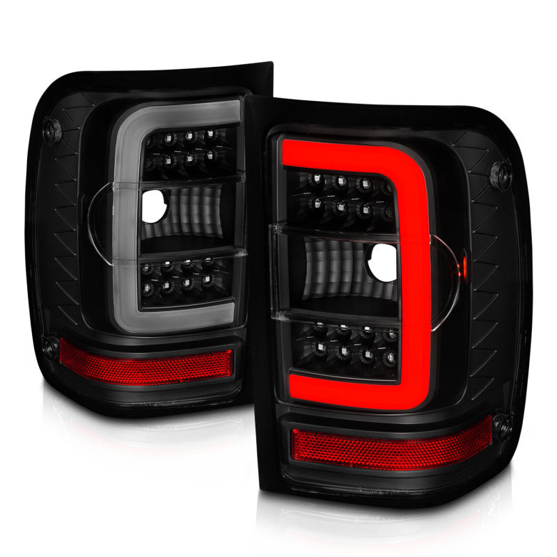 ANZO 01-11 Ford Ranger LED Taillights - Black Housing w/ Smoke Lens & Light Bar 311391