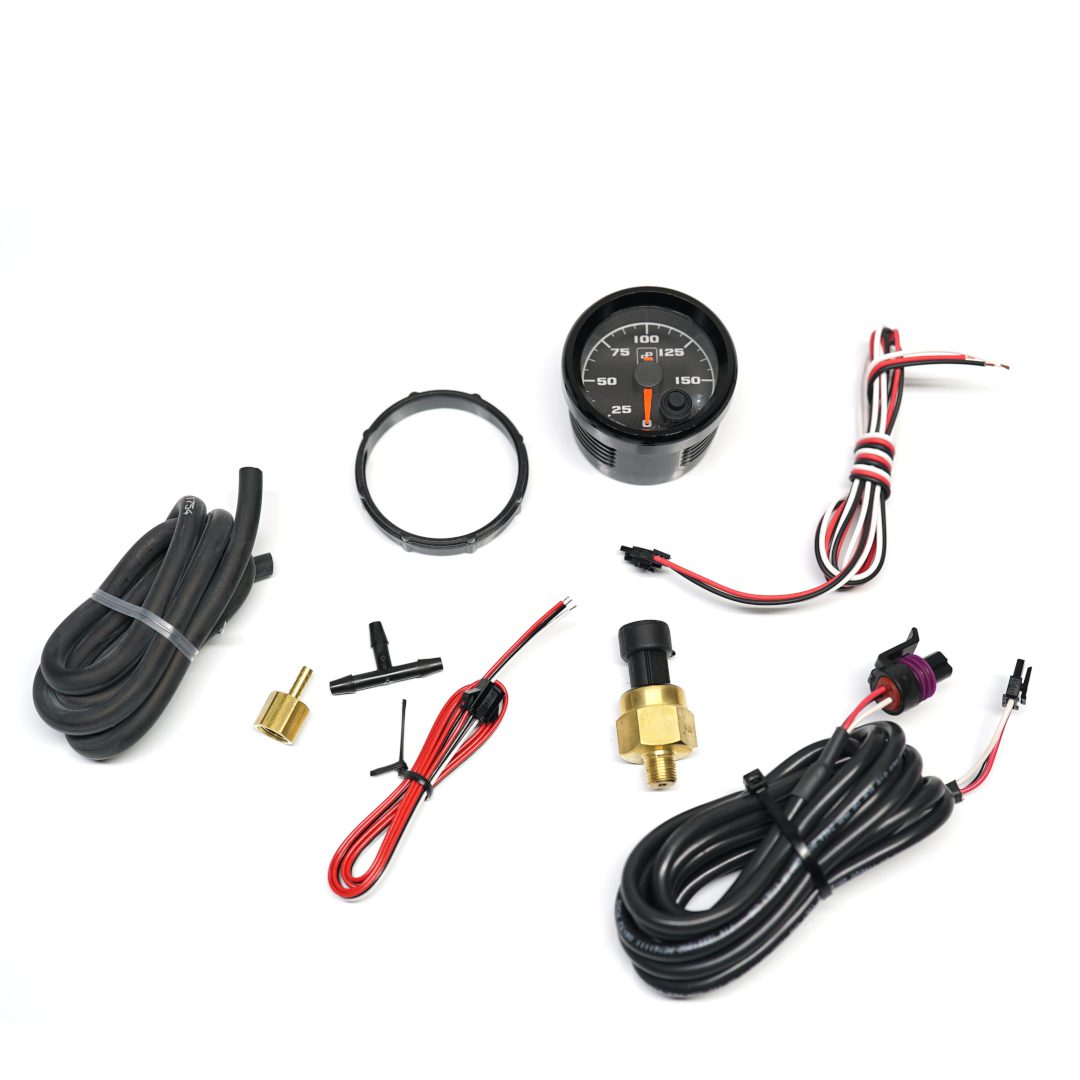 Power Driven Black 2-1/16" 150 psi Boost Gauge with Warning