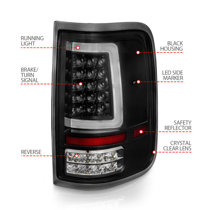 ANZO 2004-2006 Ford F-150 LED Tail Lights w/ Light Bar Black Housing Clear Lens 311342