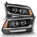 AlphaRex 09-18 Dodge Ram 2500 LUXX LED Proj Headlights Plank Style Blk w/Activ Light/Seq Signal/DRL 880558