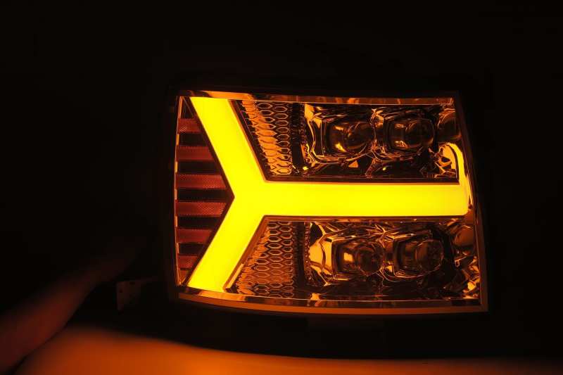AlphaRex 07-13 Chevy 1500HD NOVA LED Proj Headlights Plank Style Chrm w/Activ Light/Seq Signal 880207