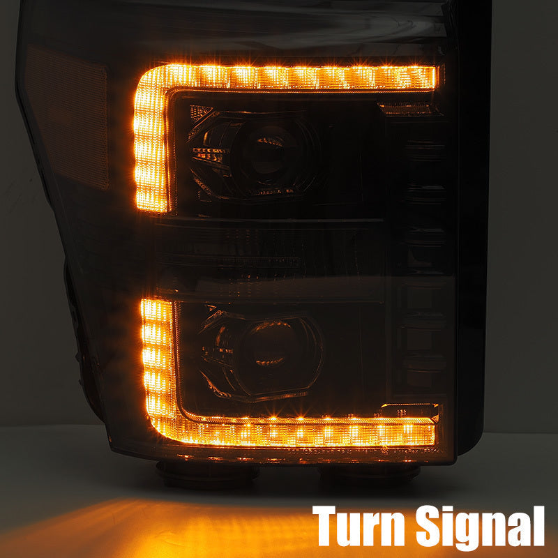 AlphaRex 11-16 Ford F-250 SD PRO-Series Projector Headlights Plank Style Design Black w/Seq Signal 880142
