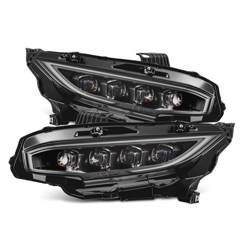 AlphaRex 16-21 Honda Civic NOVA-Series LED Proj Headlights Blk w/Activation Light & Seq.Sig / SB DRL 880491