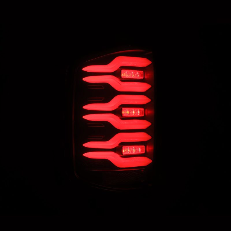AlphaRex 14-18 Chevrolet Silverado Luxx-Series LED Tail Lights Black w/Activ Light/Seq Signal 620030