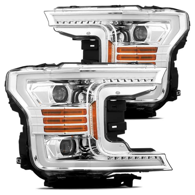 AlphaRex 18-19 Ford F-150 PRO-Series Projector Headlights Plank Style Chrm w/Activ Light/Seq Signal 880187