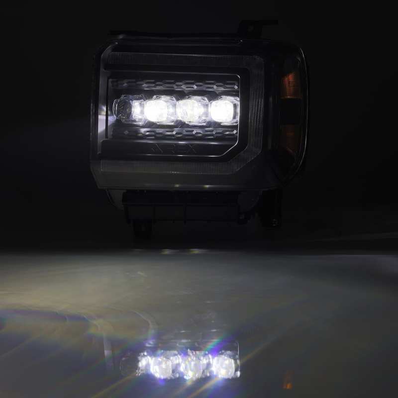 AlphaRex 14-18 GMC Sierra NOVA LED Proj Headlights Plank Style Black w/Activ Light/Seq Signal/DRL 880617