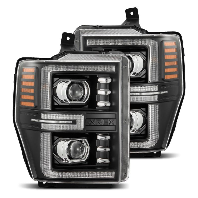 AlphaRex 08-10 Ford F250-550 LUXX-Series LED Projector Headlights Black w/Activ Light/Seq Signal 880312