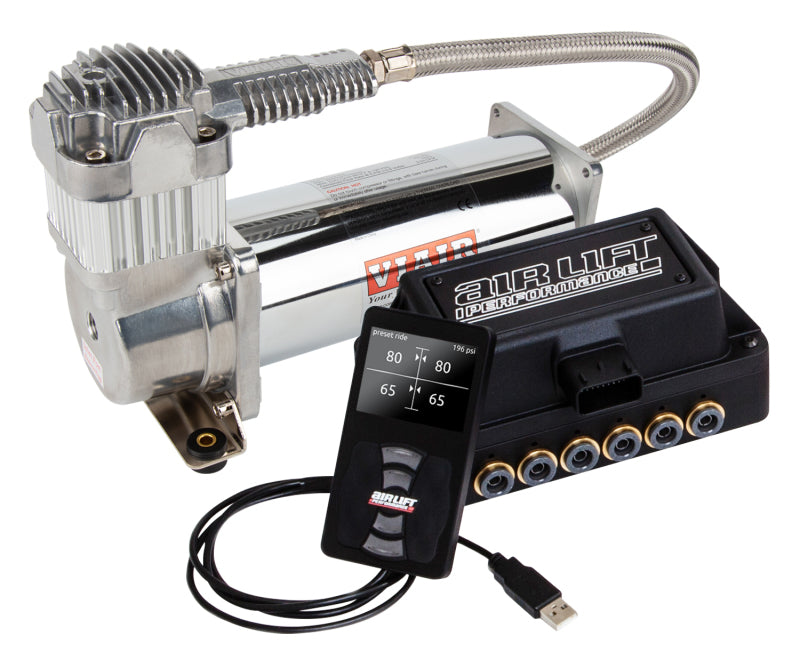 AIRLIFT 3H(1/4" Air Line,4 Gallon 5-Port Lightweight Raw Aluminum)