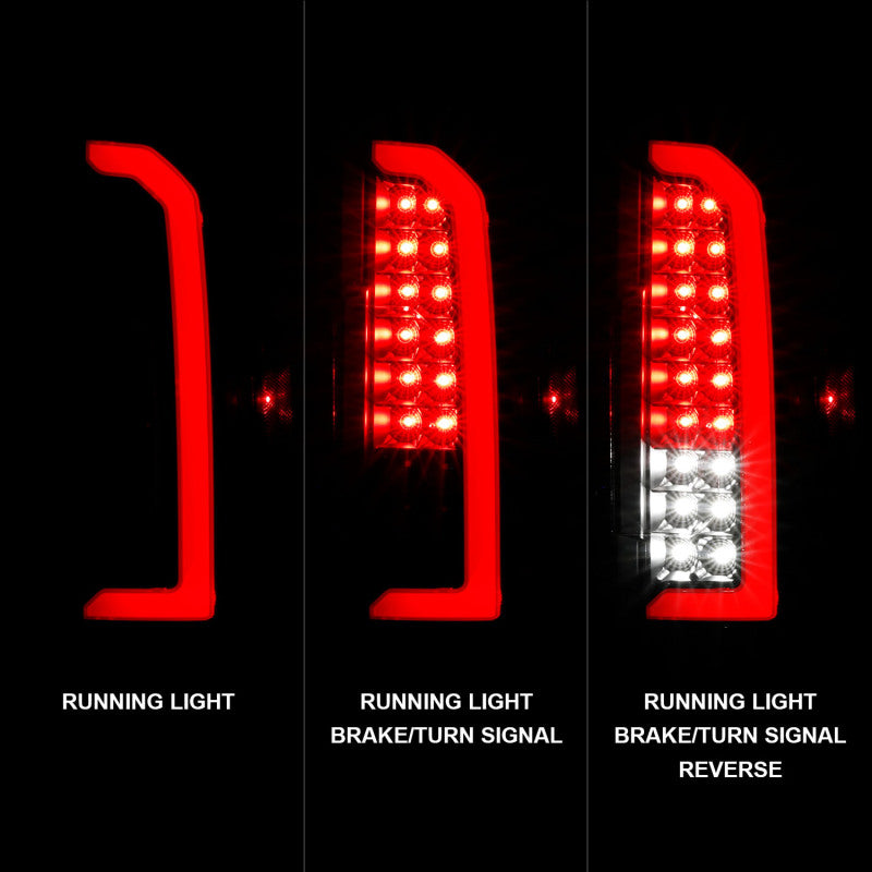ANZO 15-21 Chevrolet Colorado Full LED Tail Lights w/ Red Lightbar Black Housing Clear Lens 311432