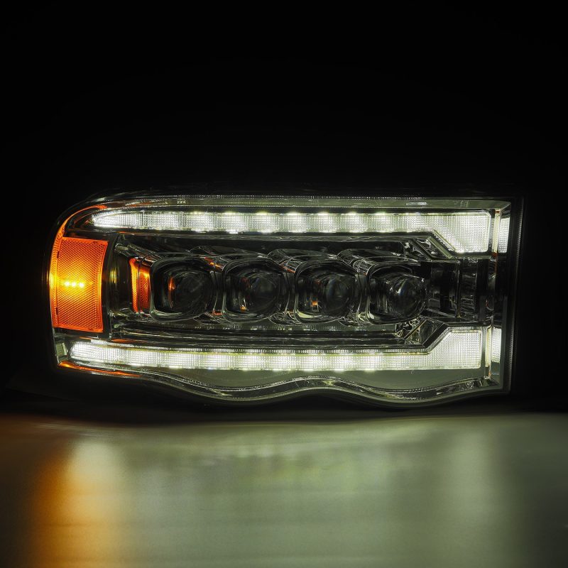 AlphaRex 02-05 Dodge Ram 1500 NOVA LED Proj Headlights Plank Style Chrome w/Activ Light/Seq Signal 880565