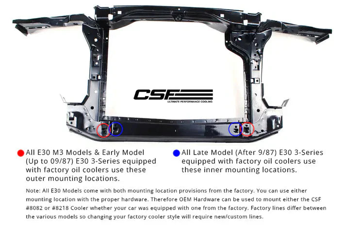 CSF Oil Cooler BMW E30 Oil Cooler w/ fittings for OEM style and AN-10 male connections