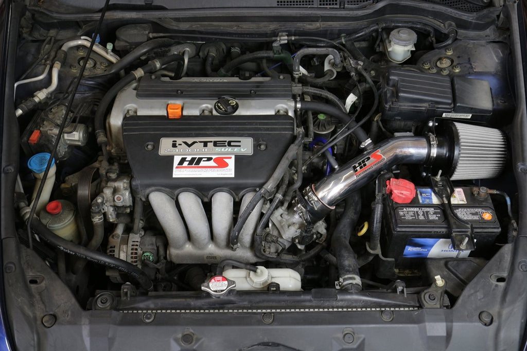HPS Shortram Air Intake Kit 2003-2007 Honda Accord 2.4L with MAF Sensor SULEV, Includes Heat Shield, Polish