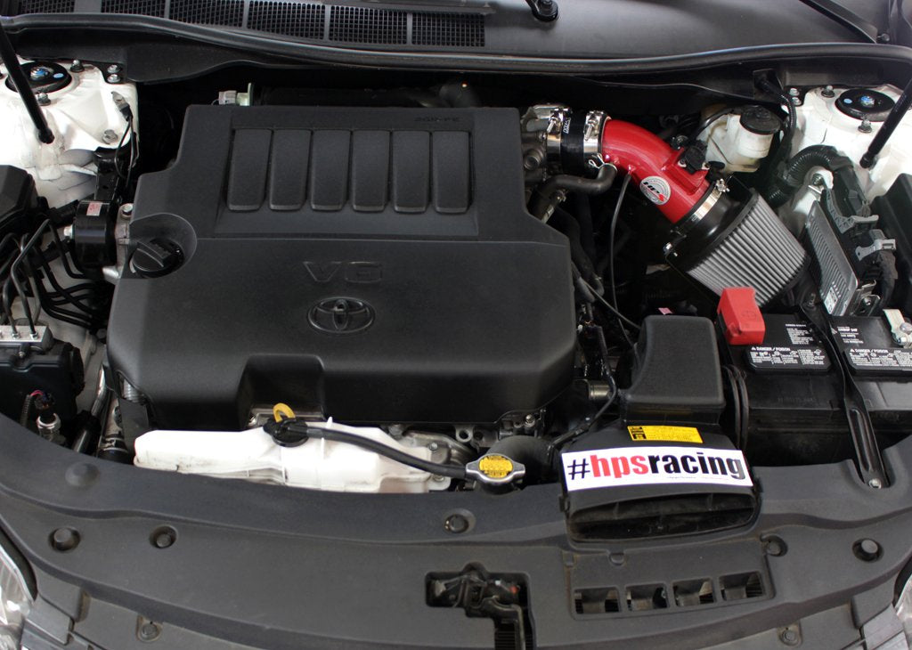 HPS Shortram Air Intake Kit 2009-2016 Toyota Venza 3.5L V6, Includes Heat Shield, Red