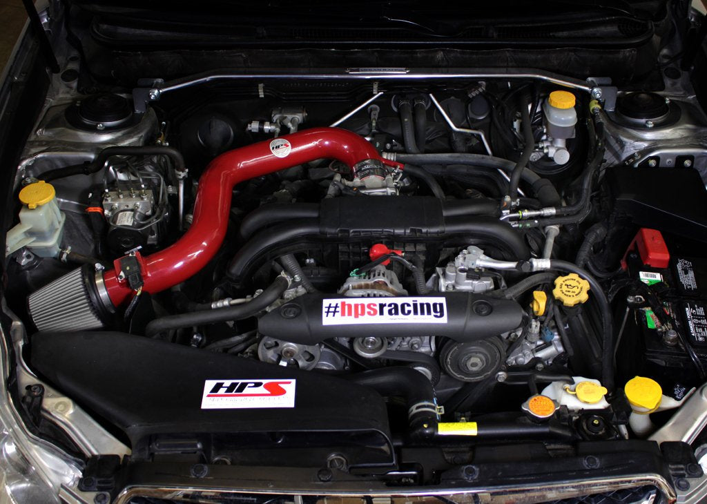 HPS Shortram Air Intake Kit 2010-2012 Subaru Outback 2.5L Non Turbo, Includes Heat Shield, Red