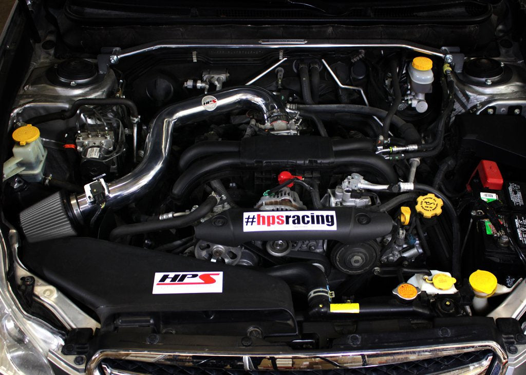 HPS Shortram Air Intake Kit 2010-2011 Subaru Legacy 2.5L Non Turbo, Includes Heat Shield, Polish