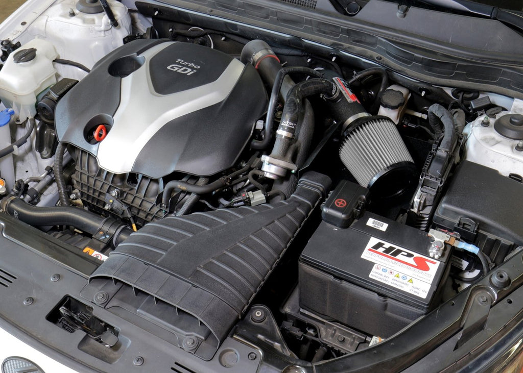 HPS Shortram Air Intake Kit 2011-2014 Hyundai Sonata 2.0L Turbo, Includes Heat Shield, Black