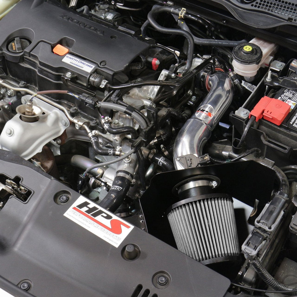 HPS Shortram Air Intake Kit 2016-2019 Honda Civic 2.0L Non Turbo, Includes Heat Shield, Red