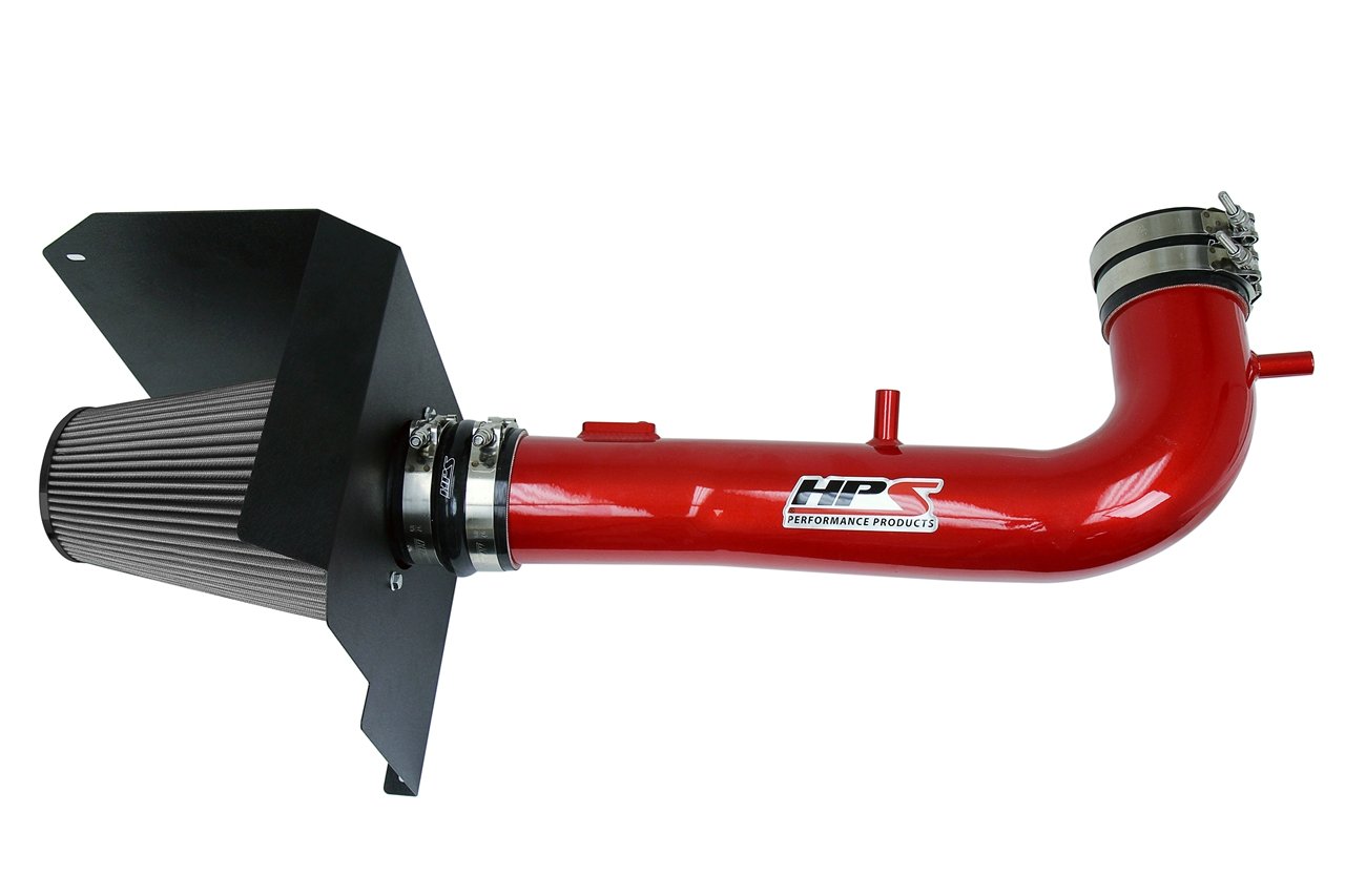 HPS Shortram Air Intake Kit 2015-2018 Chevy Suburban 1500 5.3L V8, Includes Heat Shield, Red