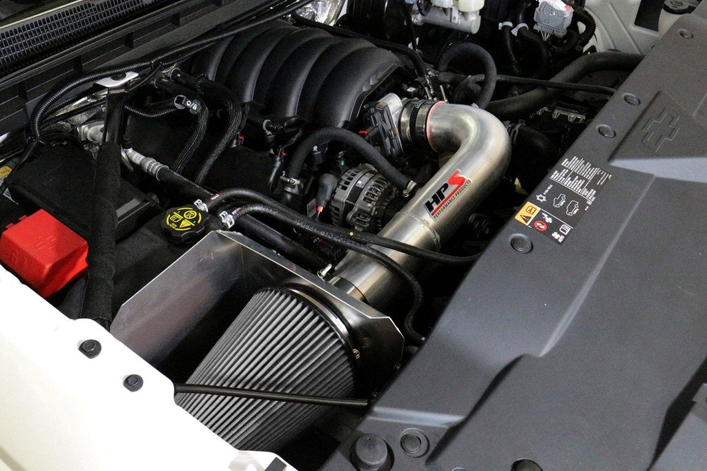 HPS Shortram Air Intake Kit 2014-2018 GMC Sierra 1500 5.3L V8, Includes Heat Shield, Red