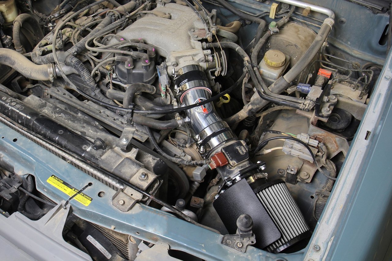 HPS Shortram Air Intake Kit 1999-2004 Nissan Frontier 3.3L V6 Non Supercharged, Includes Heat Shield, Blue