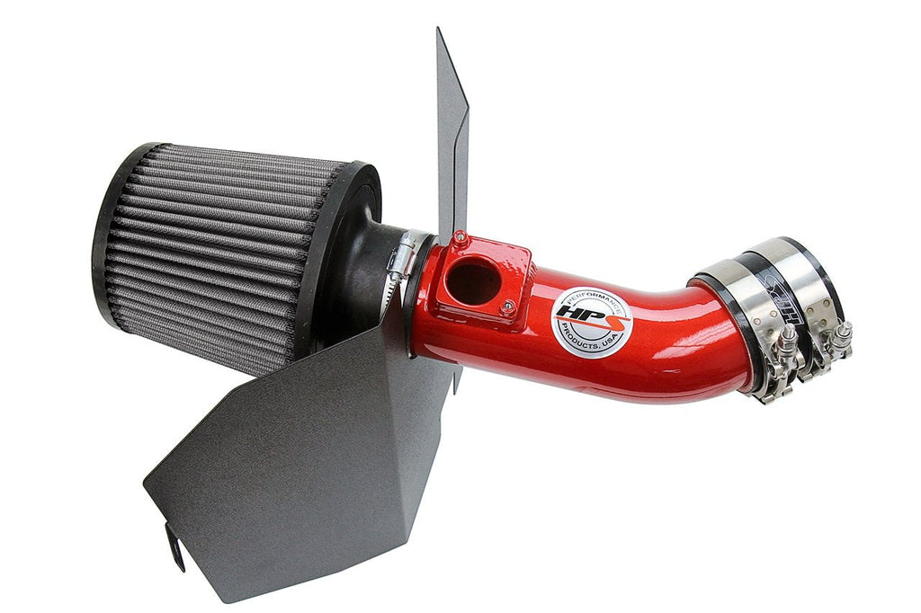 HPS Shortram Air Intake Kit 2006-2007 Subaru WRX 2.5L Turbo, Includes Heat Shield, Red
