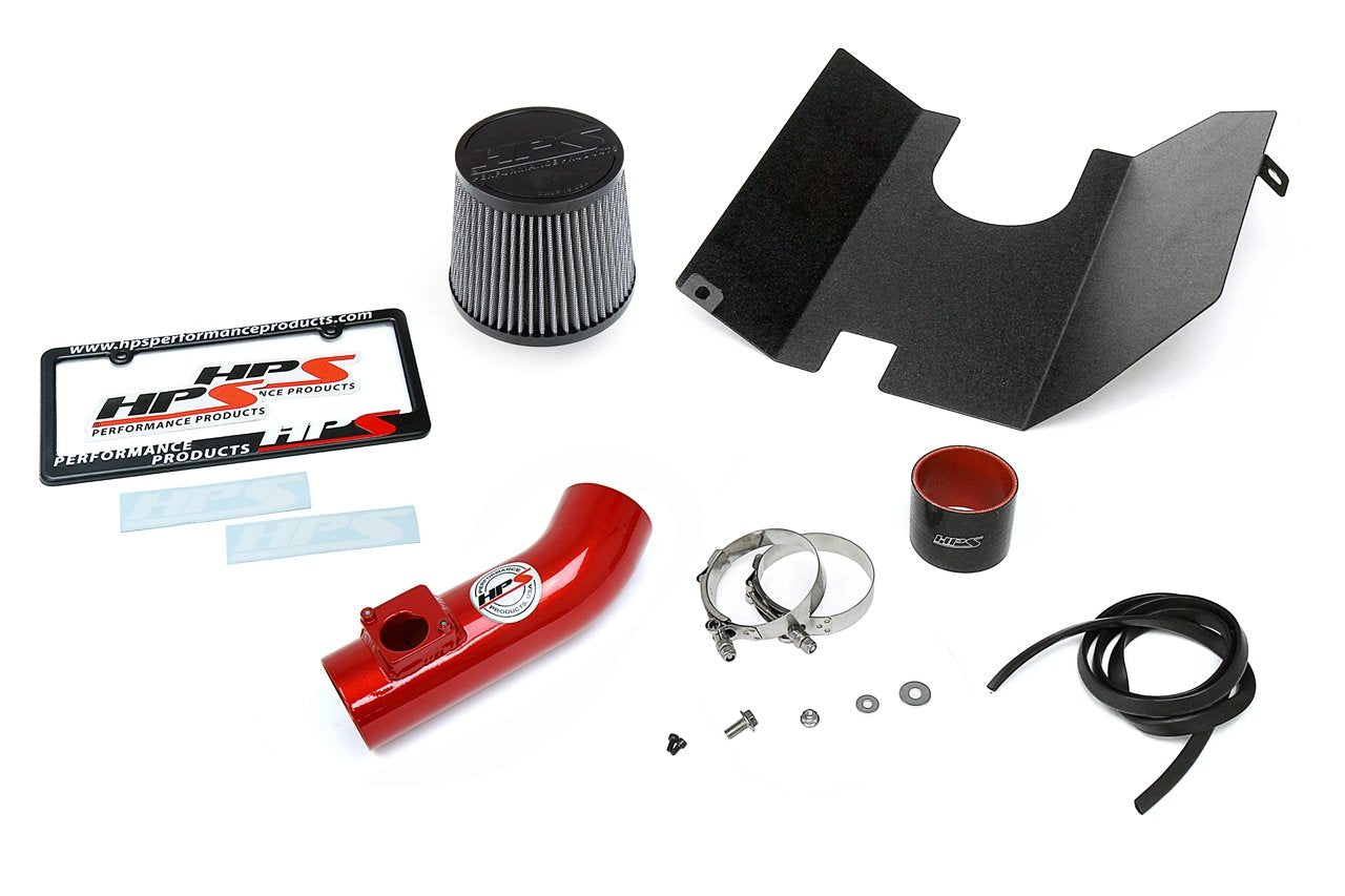 HPS Shortram Air Intake Kit 2006-2007 Subaru WRX 2.5L Turbo, Includes Heat Shield, Red