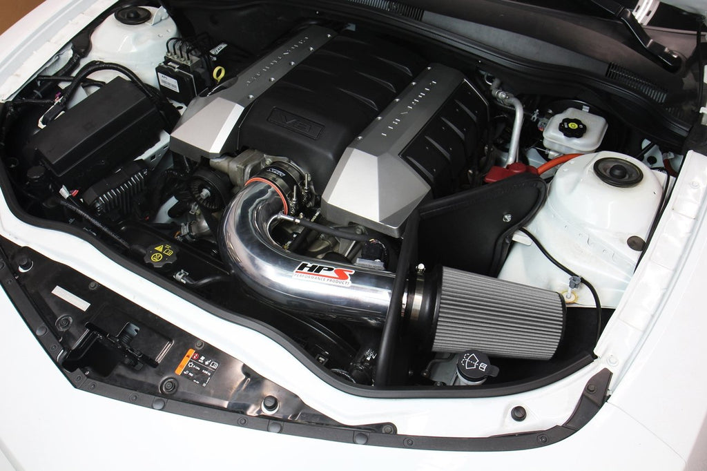 HPS Shortram Air Intake Kit 2010-2015 Chevy Camaro SS 6.2L V8, Includes Heat Shield, Blue