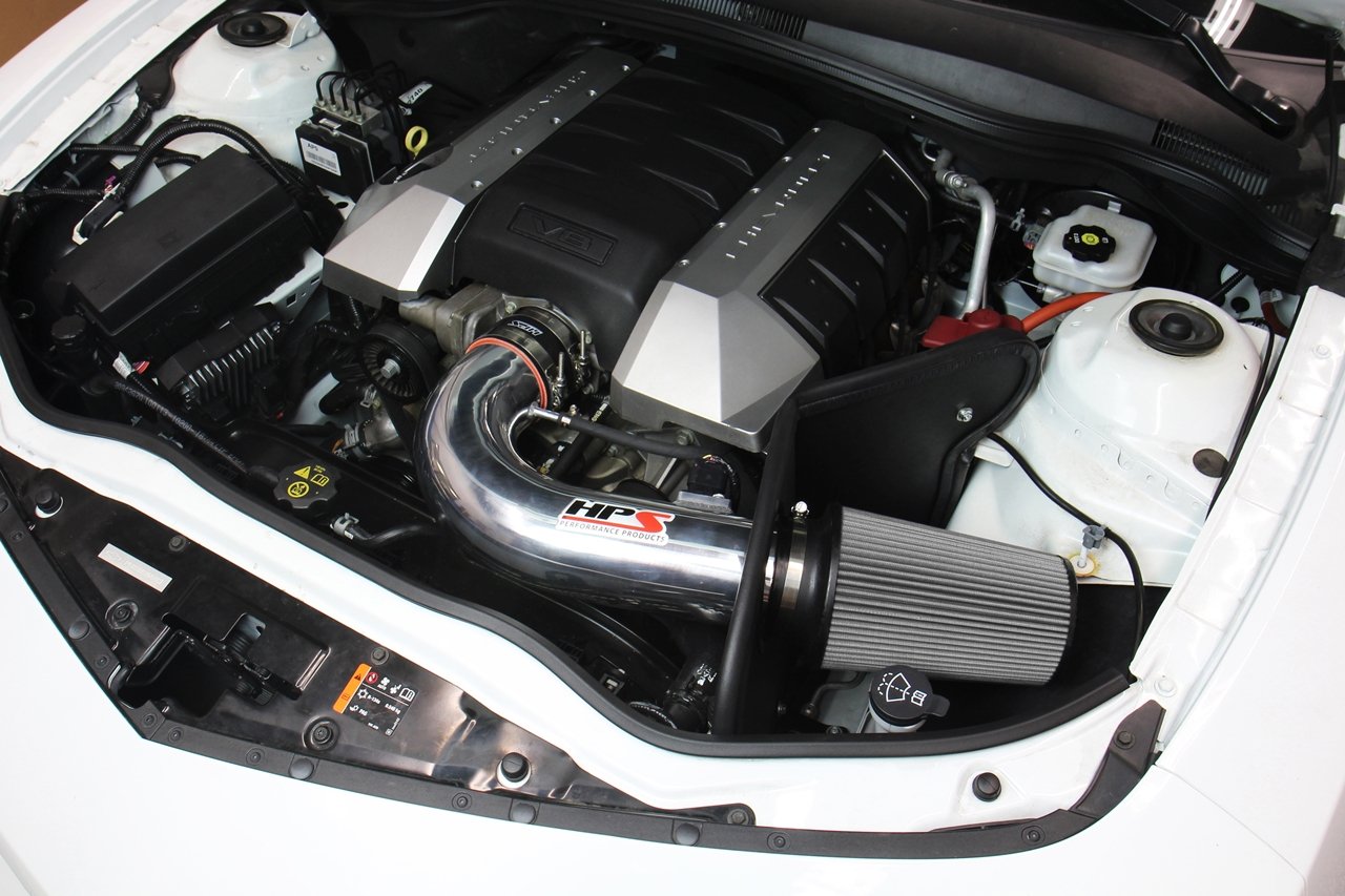 HPS Shortram Air Intake Kit 2010-2015 Chevy Camaro SS 6.2L V8, Includes Heat Shield, Blue