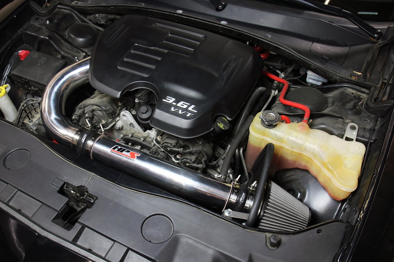 HPS Shortram Air Intake Kit 2011-2018 Dodge Charger 3.6L V6, Includes Heat Shield, Red