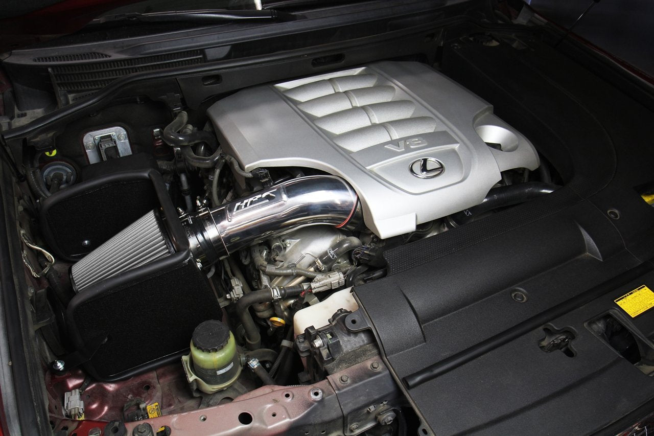 HPS Shortram Air Intake Kit 2008-2018 Lexus LX570 5.7L V8, Includes Heat Shield, Red