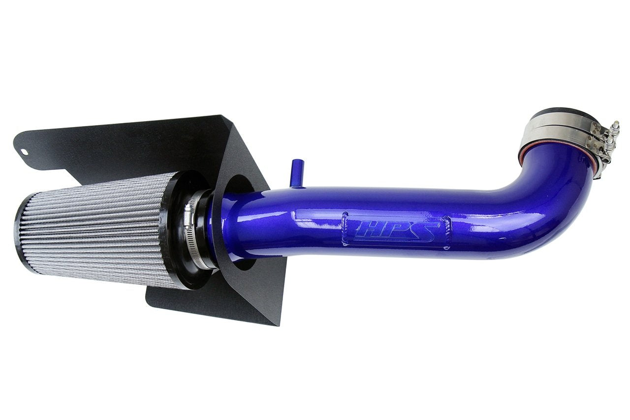 HPS Shortram Air Intake Kit 2012-2018 Jeep Wrangler JK 3.6L V6, Includes Heat Shield, Blue