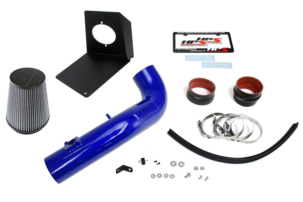 HPS Shortram Air Intake Kit 2009-2013 Chevy Silverado 4.8L 5.3L 6.0L 6.2L V8, Includes Heat Shield, Blue