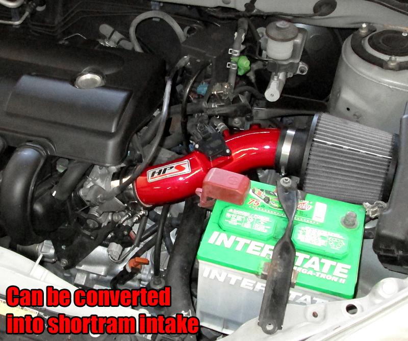 HPS Cold Air Intake Kit 2003-2004 Toyota Matrix XR 1.8L, Converts to Shortram, Red