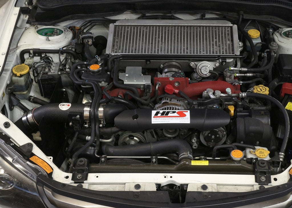 HPS Cold Air Intake Kit 2008-2014 Subaru WRX STI 2.5L Turbo, Converts to Shortram, Black