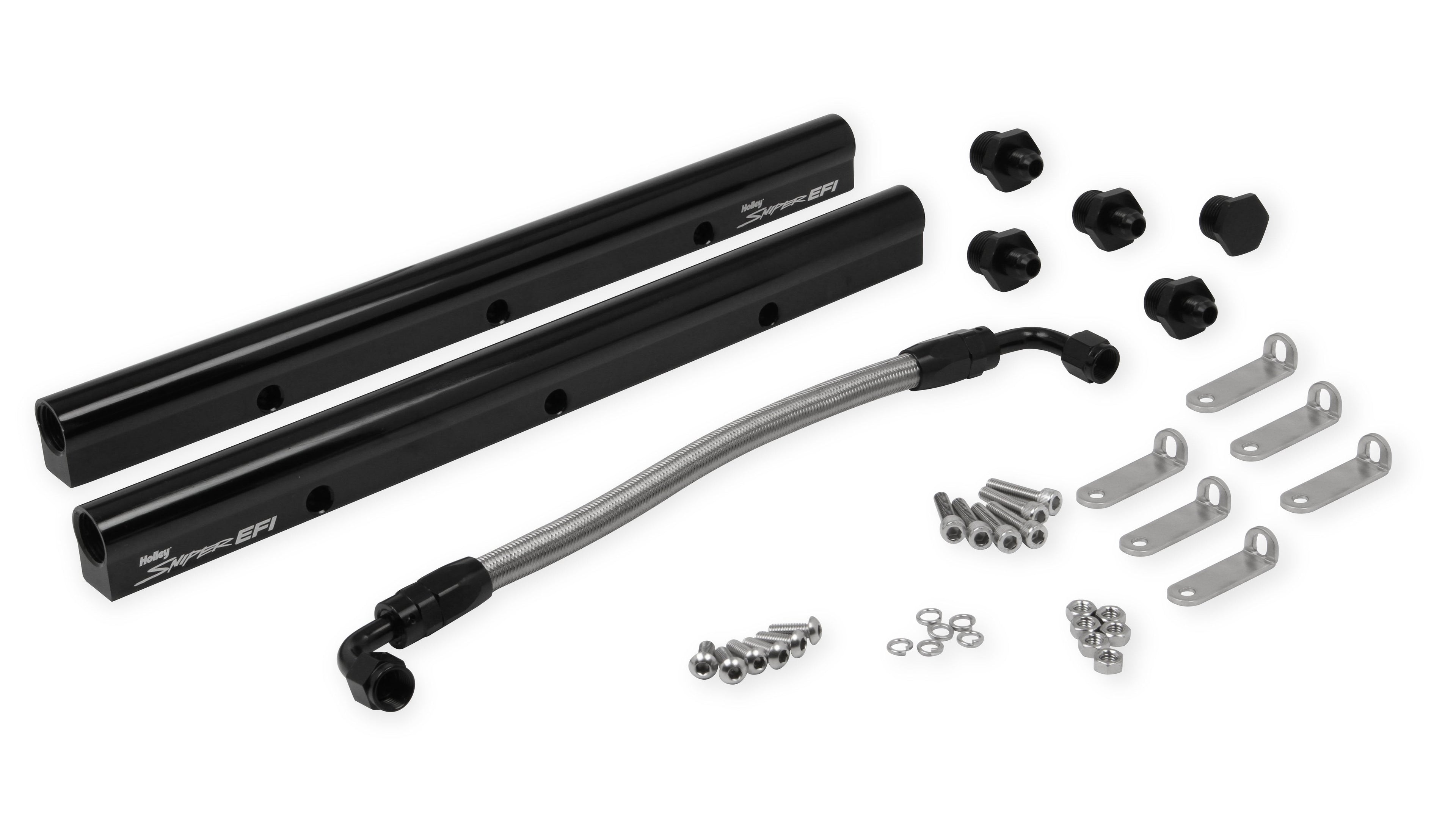 Hi-Ram Sheet Metal Fabricated Intake Manifold LS1/LS2/LS6 102mm Throttle Body opening + Fuel Rail Kit Black with Sniper logo