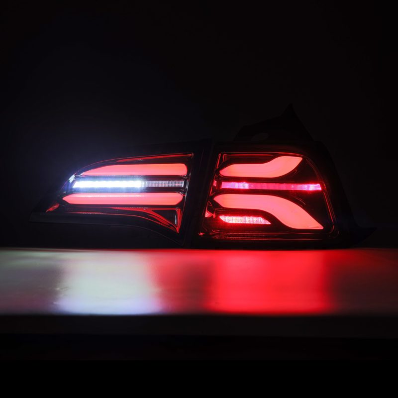 AlphaRex 17-22 Tesla Model 3 PRO-Series LED Tail Lights Jet Black w/Seq Sig 601010